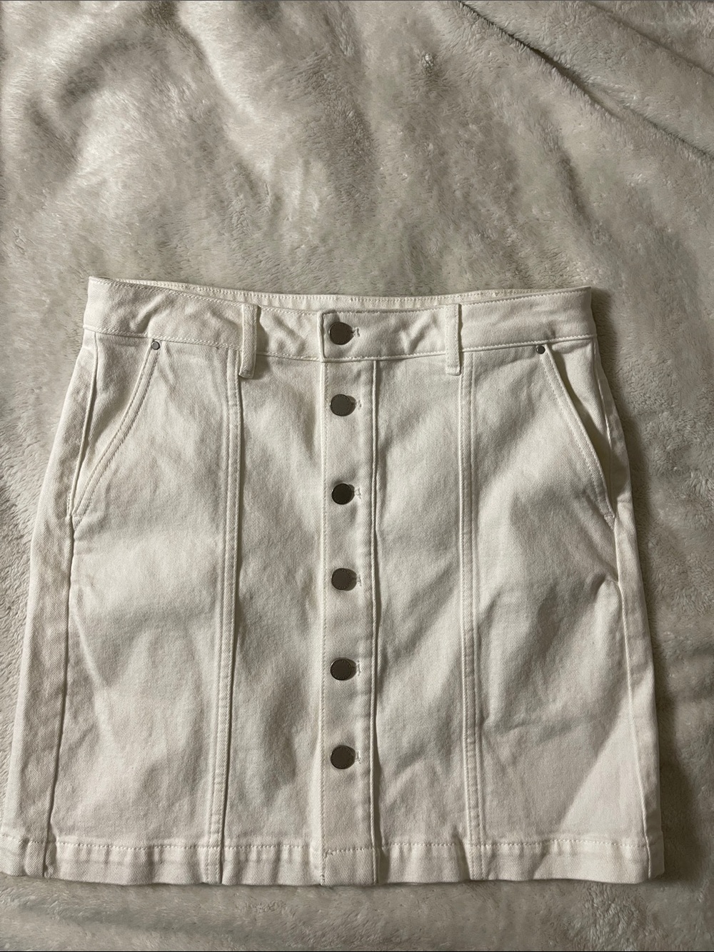 Ann Taylor White Button-Front Mini Skirt
